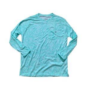 Huk Blue/Green Tie Dye Long Sleeve Fishing Shirt M